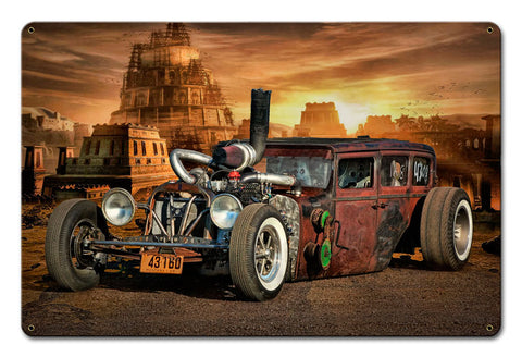 RAT ROD CITY Vintage Sign Metal Sign