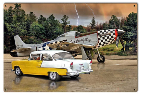 Mustang and Chevy Vintage Sign Metal Sign