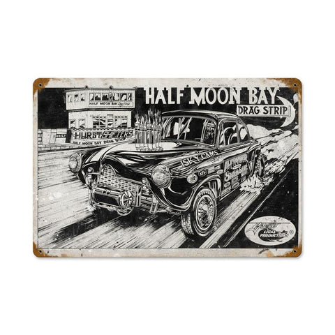 Half-Moon-Bay-Drag-Strip-Vintage-Sign-Metal-Sign