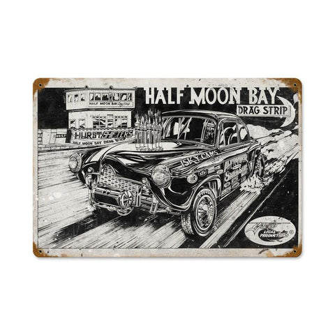 Half Moon Bay Drag Strip Vintage Sign Metal Sign