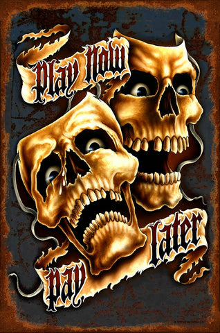 Play Now Vintage Sign Metal Sign