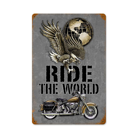 Ride The World Vintage Sign Metal Sign