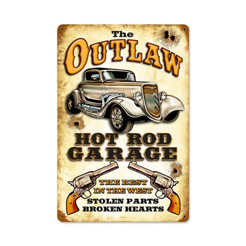 Outlaw Garage Vintage Sign Metal Sign