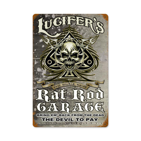 Lucifers Garage Vintage Sign Metal Sign