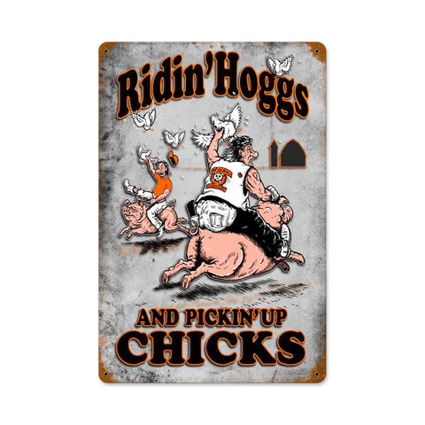Riding Hogs Vintage Sign Metal Sign