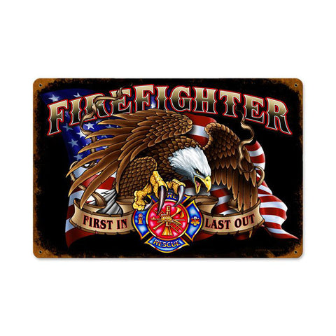 Firefighter Eagle Vintage Sign Metal Sign