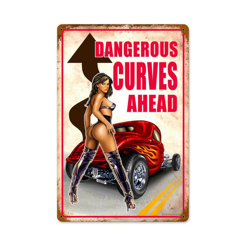 Dangerous Curves Vintage Sign Metal Sign