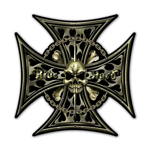 Iron Cross Skull Vintage Sign Metal Sign