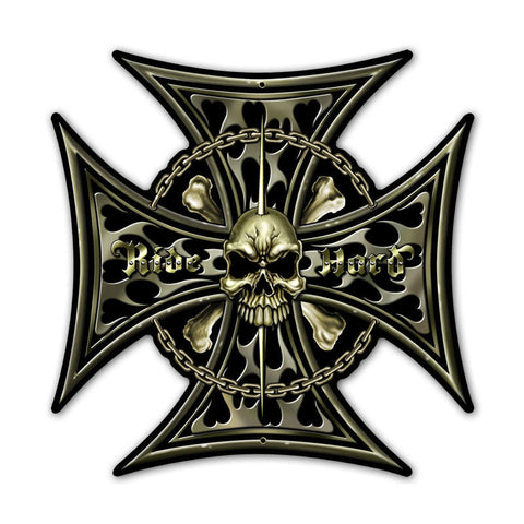 Iron-Cross-Skull-Vintage-Sign-Metal-Sign