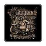 Old Motorcycles Hot Babes Cold Beer Vintage Sign Metal Sign