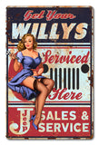 Willys Serviced Here Vintage Sign Metal Sign