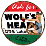 Wolf's Head Oil Vintage Sign Metal Sign