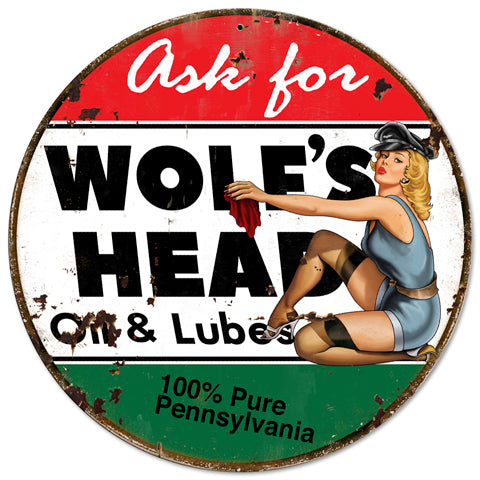 Wolf's Head Oil Vintage Sign Metal Sign
