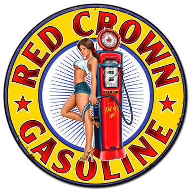 Red Crown Gasoline Vintage Sign Metal Sign