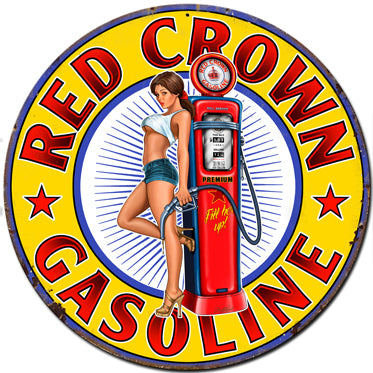 Red Crown Gasoline Vintage Sign Metal Sign
