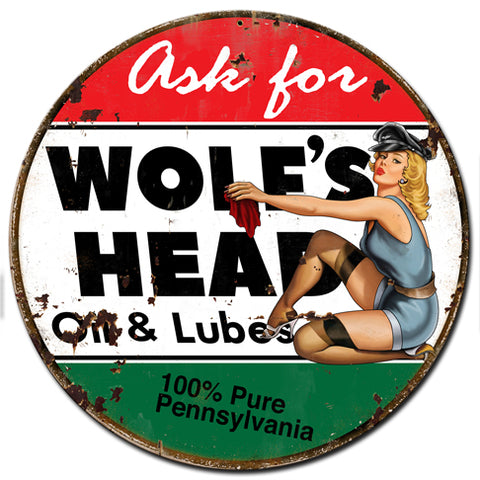 Wolf's Head Gasoline Vintage Sign Metal Sign