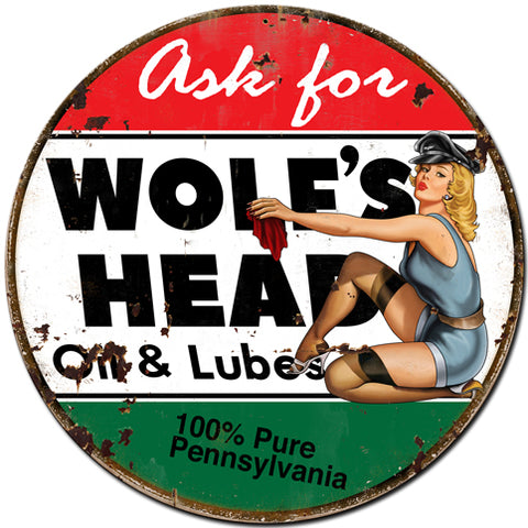 Wolf's Head Gasoline Vintage Sign Metal Sign