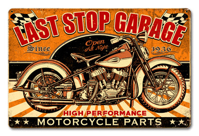 Last Stop Garage Vintage Sign Metal Sign