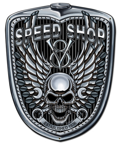 Grill Pipe Skull Vintage Sign Metal Sign