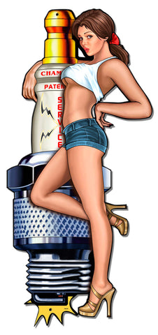 Spark Plug Girl Vintage Sign Metal Sign
