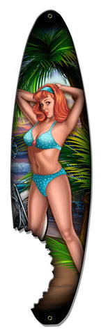 Pin Up Surfboard Vintage Sign Metal Sign
