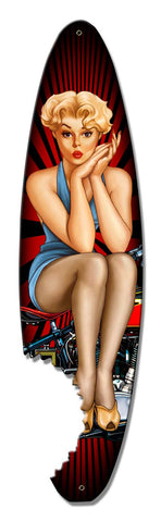 Pin Up Surfboard Vintage Sign Metal Sign