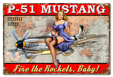 P-51-Mustang-Pinup-Vintage-Sign-Metal-Sign