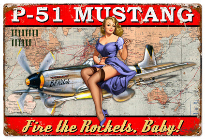 P-51-Mustang-Pinup-Vintage-Sign-Metal-Sign