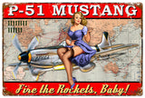 P-51 Mustang Pinup Vintage Sign Metal Sign