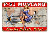 P-51 Mustang Pinup Vintage Sign Metal Sign