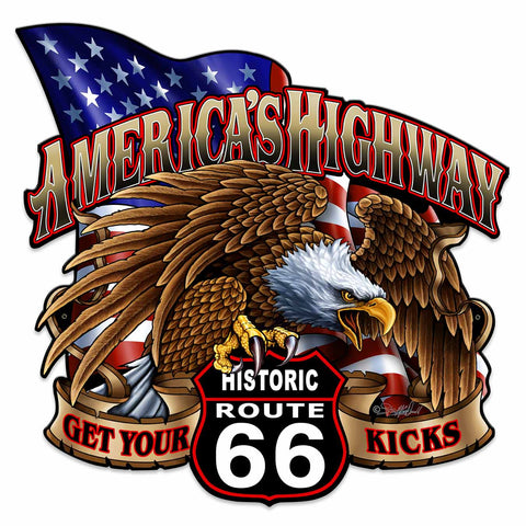America's Highway Route 66 Vintage Sign Metal Sign