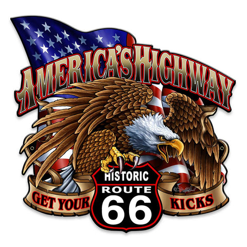 America's Highway Route 66 Vintage Sign Metal Sign