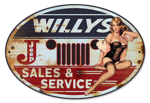Willy's Sales and Service Vintage Sign Metal Sign