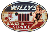 Willy's Sales and Service Vintage Sign Metal Sign