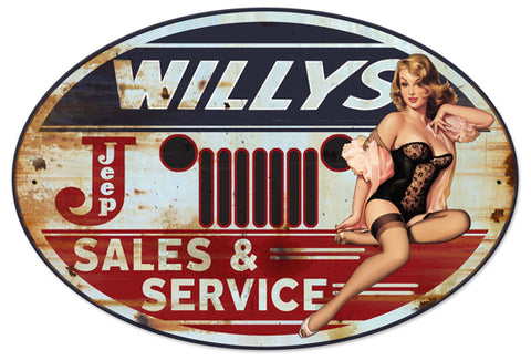 Willy's Sales and Service Vintage Sign Metal Sign