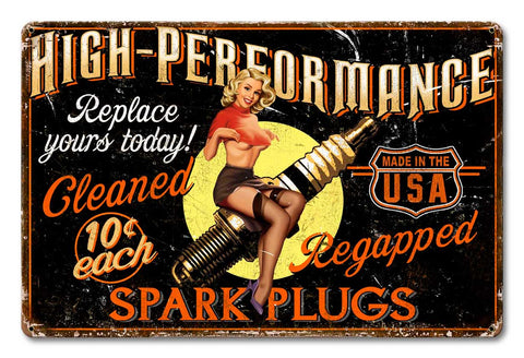 Girl Spark Plug Vintage Sign Metal Sign