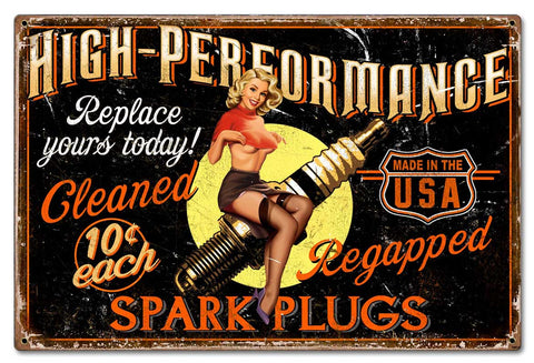 Girl Spark Plug Vintage Sign Metal Sign