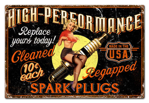 Girl Spark Plug Vintage Sign Metal Sign