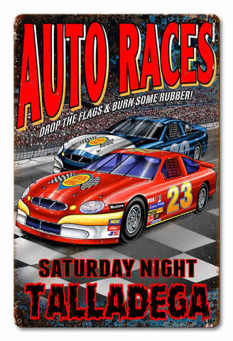 Auto Races Vintage Sign Metal Sign
