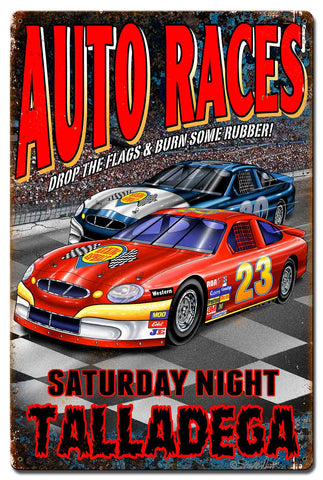Auto Races Vintage Sign Metal Sign