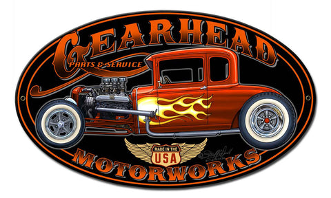 Gearhead Motorworks Vintage Sign Metal Sign