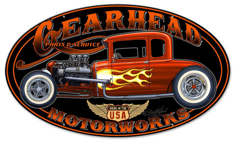 Gearhead Motorworks Vintage Sign Metal Sign