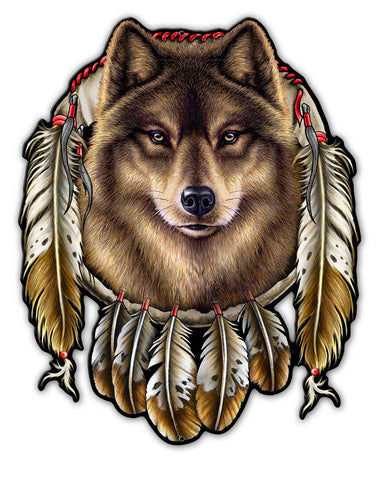 WOLF INDIAN Metal Sign