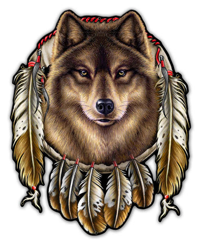 WOLF INDIAN Metal Sign