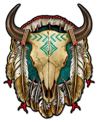 SKULL SHIELD Metal Sign