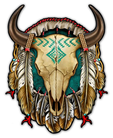 SKULL-SHIELD-X-Metal-Sign