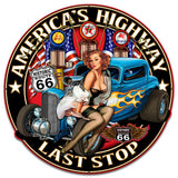 Americas Highway Last Stop Metal Sign 24in X 24in Metal Sign