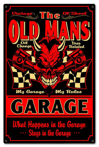 Old Man's Garage Metal Sign