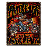 Hog Ride It 5 23 x 30 Custom Shape Metal Sign