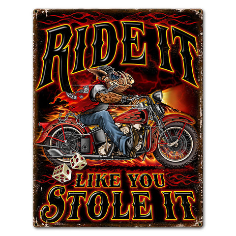 Hog Ride It 5 23 x 30 Custom Shape Metal Sign